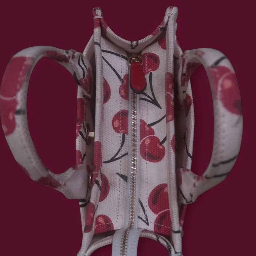 Coach Cherry Canvas Tote in Cream and Red. Xs - Picture 5 of 7